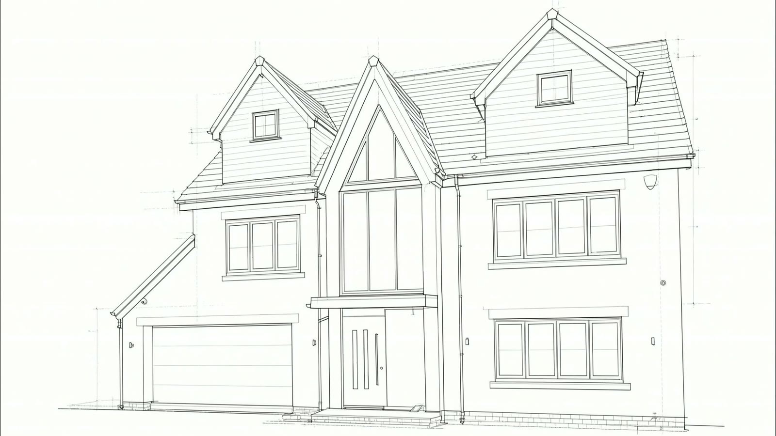 Elevation drawing of two new houses in Worsley
